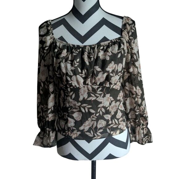 IN San Francisco Floral Square Neck Smocked Blouse - Picture 1 of 4